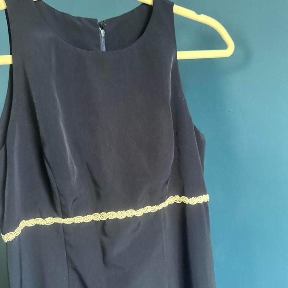 Vintage Navy Formal Dress Women's Size Small Lace High Neck Maxi Gown Boho - Picture 5 of 8